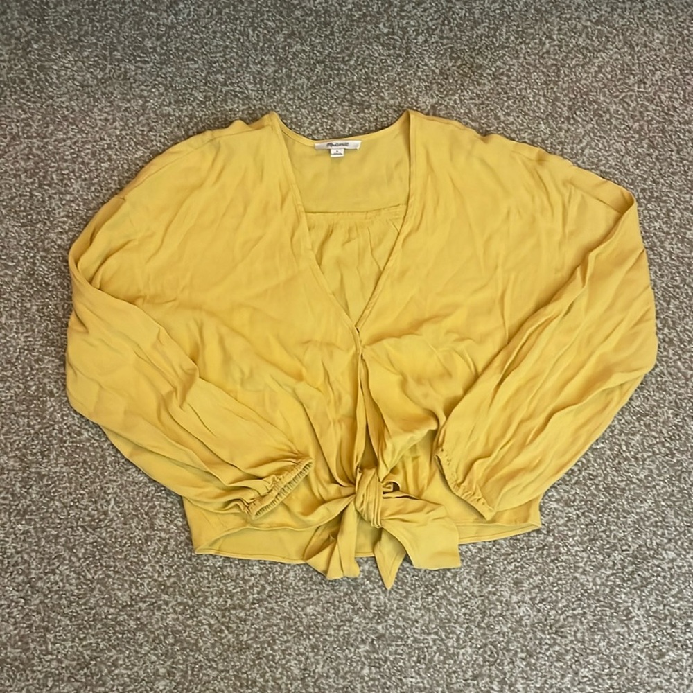 Madewell V Neck Front Tie Blouse